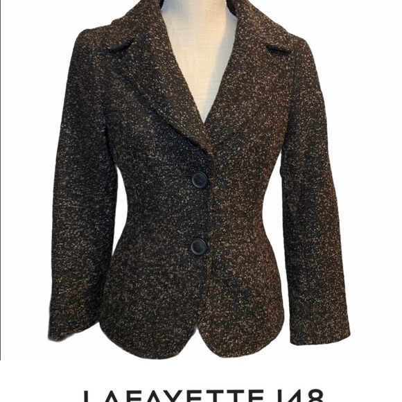 Lafayette 148 New York Tweed blazer in dark brown.Size 2 - Picture 3 of 8